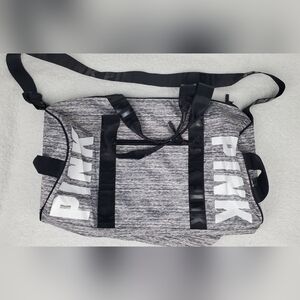 PINK weekender tote bag Double Straps Gray Duffle #7